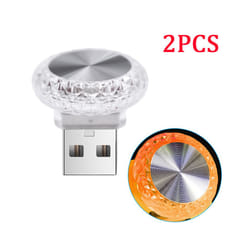 Car Lights Mini USB LED Night Atmosphere Lights Auto Ambient Lighting - 2PCS yellow