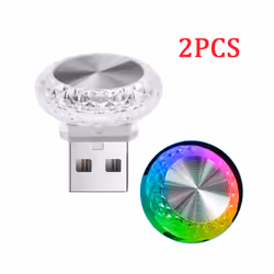Car Lights Mini USB LED Night Atmosphere Lights Auto Ambient Lighting - 2PCS color
