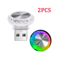 Car Lights Mini USB LED Night Atmosphere Lights Auto Ambient Lighting - 2PCS color