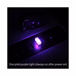 Mini USB LED Car Light Auto Interior Atmosphere Light Emergency Lighting - 1pc pink purple