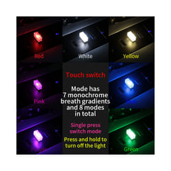 Mini USB LED Car Light Auto Interior Atmosphere Light Emergency Lighting - 1pc touch switch