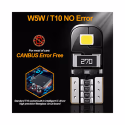 10x T10 Led Canbus W5W Car Interior Light Bulbs For Skoda Octavia 2 A7