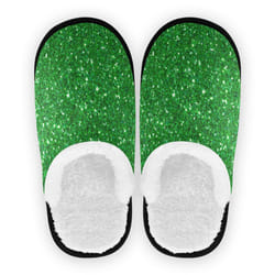 Dussdil Green Christmas Glitter Womens Mens Slippers Shiny Home Spa Slippers Memory Foam Closed Toe Slipper Non Slip for House Hotel Bedroom Travel Sh