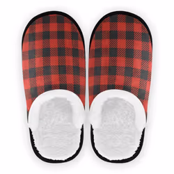 Christmas Winter Plaid Tartan Indoor House Slippers Xmas Red Black Buffalo Home Slippers Memory Foam Closed Toe Slipper Non S ...