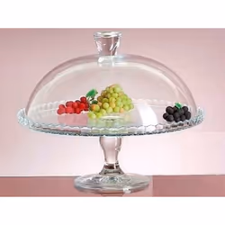 Pasabahce Clear Glass Cake Plate, Cupcake Display Footed With Dome Lid