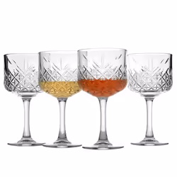 Pasabahce Premium Vintage coupe glasses Set of 4 - Extra Large Exclusive gin Wine cocktail champagne glasses- crystal Desi ...