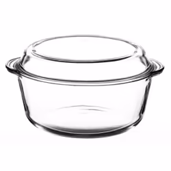 2x Pasabahce Large Round Glass Casserole Oven Dish Non Stick Cooking