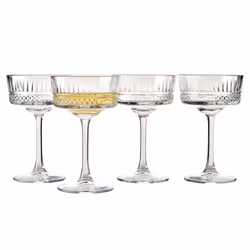 Pasabahce Vintage coupe glasses Set Of 4 - Exclusive champagne cocktail Martini Wine glasses - Long Stem glassware - 88 oz ...