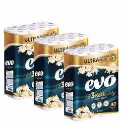 Evo 120 Luxury 3-Ply Toilet Rolls Quilted Soft Tissue Paper Bulk Pack