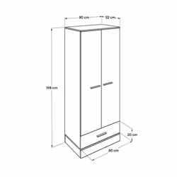 Adore 2 Door 1 Drawer Combination Wardrobe in Matt White/ Sonoma Oak