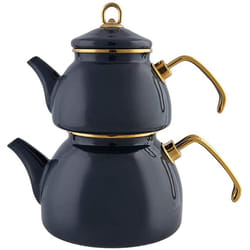 Karaca Retro Enamel Tea Tank Anthracite Induction, Tea Maker, Kettle, Tea Infusion 1.1L, Water Jug 2.3L, Turkish Teapot, Tea...