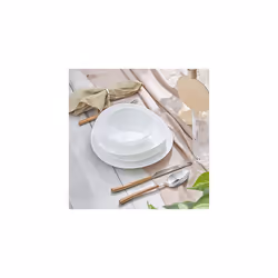 White Pure Glass Dinner Set - 24 Piece Oval Dinnerware Sets for 6 People, White Crockery Set with Plates and Bowls, Basic Ful ...