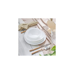 White Pure Glass Dinner Set - 24 Piece Oval Dinnerware Sets for 6 People, White Crockery Set with Plates and Bowls, Basic Full Dinner Setâ¦