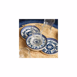 Zeher Blue Tea Service Set for 6 Person, Tea Glasses Set, 12 Pieces, Turkish Tea, Tea Glasses with Stoneware Saucers