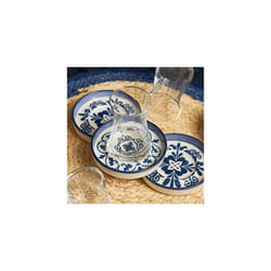 Zeher Blue Tea Service Set for 6 Person, Tea Glasses Set, 12 Pieces, Turkish Tea, Tea Glasses with Stoneware Saucers