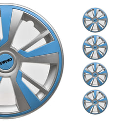 OMAC - Gray with Blue Hub Caps 15 Inch Set of 4  Tapas para Rines 15