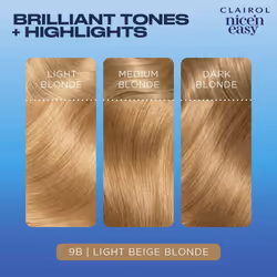 Nice'n Easy CrÃ¨me, Natural Looking Oil Infused Permanent Hair Dye, 9B Light Beige Blonde