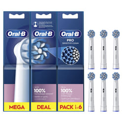 Pro Sensitive Clean Electric Toothbrush Head, X-Shaped & Extra Soft Bristles for Gentle Brushing & Plaque Removal, Pack of 6 Toothbrush Heads, White