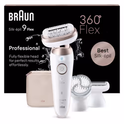 Braun Silk-épil 9 Slk-epi 9 Flex SE9-060 Epilator, Pink, White, 40 tweezers, Battery, 100-240 V, 50-60 Hz, Built-in battery