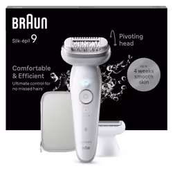 Braun Silk-épil 9 Slk-epi 9 Flex SE9-041 Epilator, White, 40 tweezers, Battery, 100-240 V, 50-60 Hz, Built-in battery
