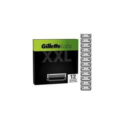 Labs Razor Blades Men, Pack of 12 Razor Blade Refills, Compatible with GilletteLabs with Exfoliating Bar and Heated Razor