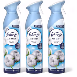 3 X 185 ml Febreze Air Mist Air Freshener Spray - Cotton Fresh