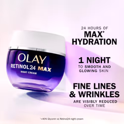 Retinol 24 MAX Night Cream Face Moisturiser, Skincare with Antioxidant Vitamin E, 40% Glycerin Overnight Anti Aging Skin Care: Smooths, Renews and