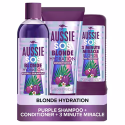 Blonde Hydration Vegan Purple Shampoo, Conditioner And 3 Minute Miracle Hair Mask Set, Blonde and Silver Hair Toner Set, Neut ...