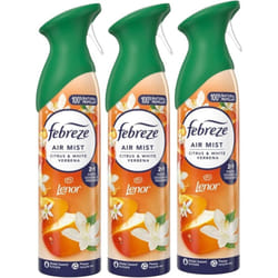 3 X 185 ml Febreze Air Mist Air Freshener Spray - Citrus & White Verbena