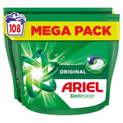 All-in-1 PODS, Washing Liquid Laundry Detergent Capsules 108 Washes (54x2), Original, Outstanding Stain Removal In 1 Wash, Brrrilliant In Cold &