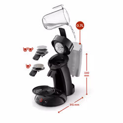 Senseo Original HD6554/91, Pod coffee machine, 0.7 L, Coffee pod, 1450 W, Red