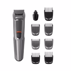 Philips MULTIGROOM Series 3000 9 tools 9-in-1, Face and Hair, Grey, Rectangle, Nose, Stainless steel, Battery, 60 min