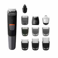 Philips MULTIGROOM Series 5000 MG5730/33 Waterproof face, body & hair trimmer with 11 tools, Black, Grey, Rectangle, 3 mm, 7 ...