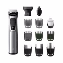 Philips MULTIGROOM Series 7000 13-in-1, Face, Hair and Body MG7715/33, Black, Silver, Rectangle, Nose, Metal, Battery, 120 mi ...