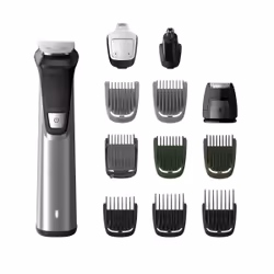 Philips MULTIGROOM Series 7000 12 tools 12-in-1, Face, Hair and Body, Grey, 3 mm, 7 mm, Beard, Ear, Nose, Stainless steel, 12 ...