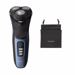 Philips 3000 series Wet or Dry electric shaver, Series 3000, Rotation shaver, Black, Blue, Charging, Power, Battery, Lithium- ...