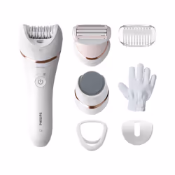 Philips 8000 series Epilator Series 8000 BRE730/10 Wet and Dry epilator, Pink, White, Epilation, Shaving, Smoothing pedicure  ...