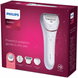 Philips Epilator Series 8000 BRE740/11 Wet and dry epilator with 9 accessories