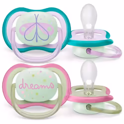 Avent Day & Night Dummy 0-6 Months (2 Day + 2 Night) incl. 2 travel boxes