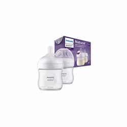 Avent Natural Response Baby Bottle - 2 x 125ml Baby Milk Bottle for Newborns and Up, BPA Free, 0+ Months (Model SCY900/02)
