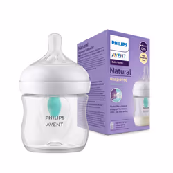 Avent Natural Response Baby Bottle - 125ml Baby Milk Bottle with AirFree Vent, BPA Free for Newborn Babies Aged 0 Months+ (Mo ...