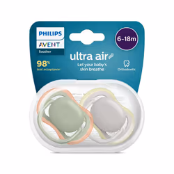 Avent Ultra Air Soother 2 Pack - BPA-Free Soother for Babies Aged 6-18 Months (Model SCF085/20)