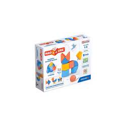 201BLME Magicube 1+ Shapes-Magnetic Blocks for Kids,Red, Orange and Blue, 9 Pieces