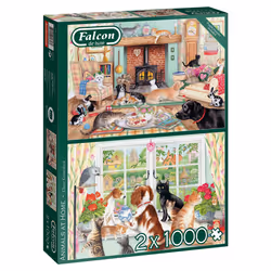 Falcon de luxe Animals at Home 2x1000 pieces, 1000 pc(s), Animals, 14 yr(s)