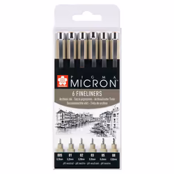 Sakura Pigma Micron, Black, Fine, Multicolour, Hexagonal, Water-based ink, 0.5 mm