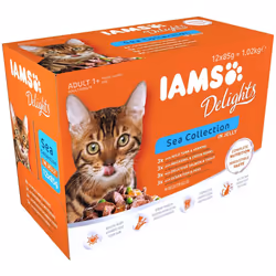 IAMS Delights Wet Food Sea Collection for Adult Cats with Fish in Jelly, 12 x 85 g