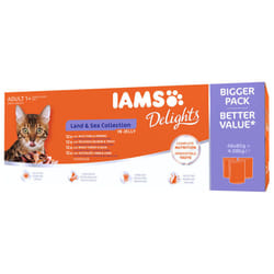 Iams Delights Land and Sea Collection in Jelly Cat Food Pack of 48 x 85g