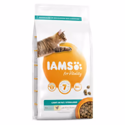 Iams Vitality Light In Fat Sterilised Cat Food With Fresh Chicken 2kg