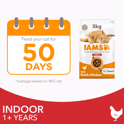 Indoor Complete Dry Cat Food for Adult and Senior Cats with Chicken 3 kg