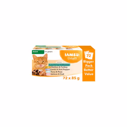 IAMS Delights Complete Wet Cat Food for Adult 1+ Cats Meat and Fish Variety in Gravy Multipack 72 x 85 g Pouches